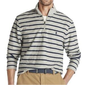 IZOD Premium Essentials 1/4 Zip Striped Sweater • size Large
